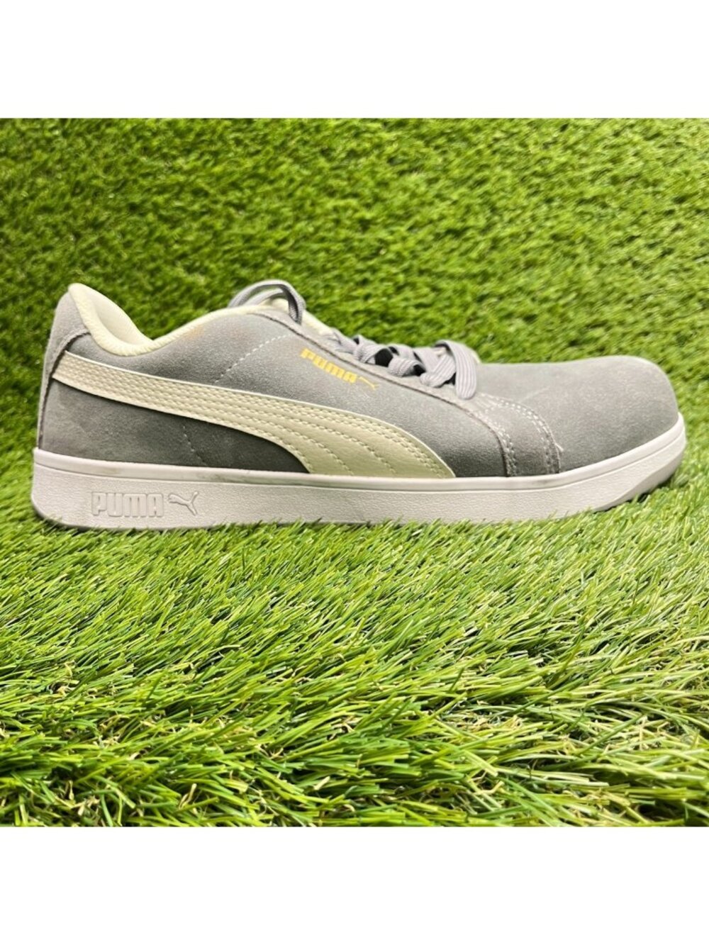 Puma Iconic Suede Mens Size 10.5 Gray White Composite Toe Safety Working Shoes